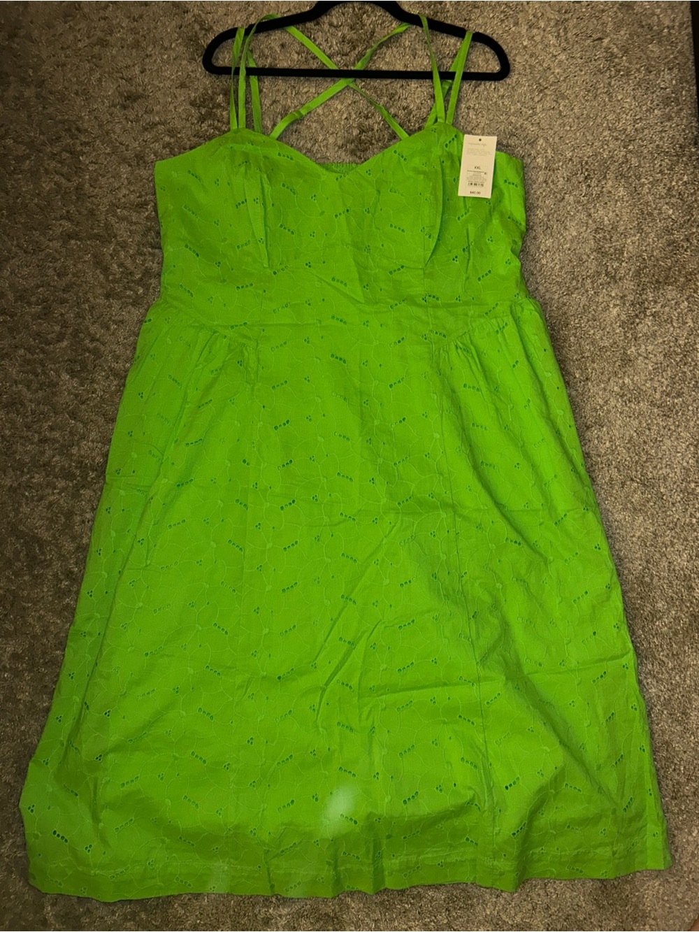 a new day Bright Green Eyelet Midi Dress with Strappy Back